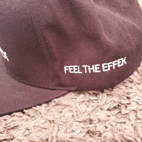 Effecx Black White Double Stitch Adjustable Mens Hat - Picture 3 of 6